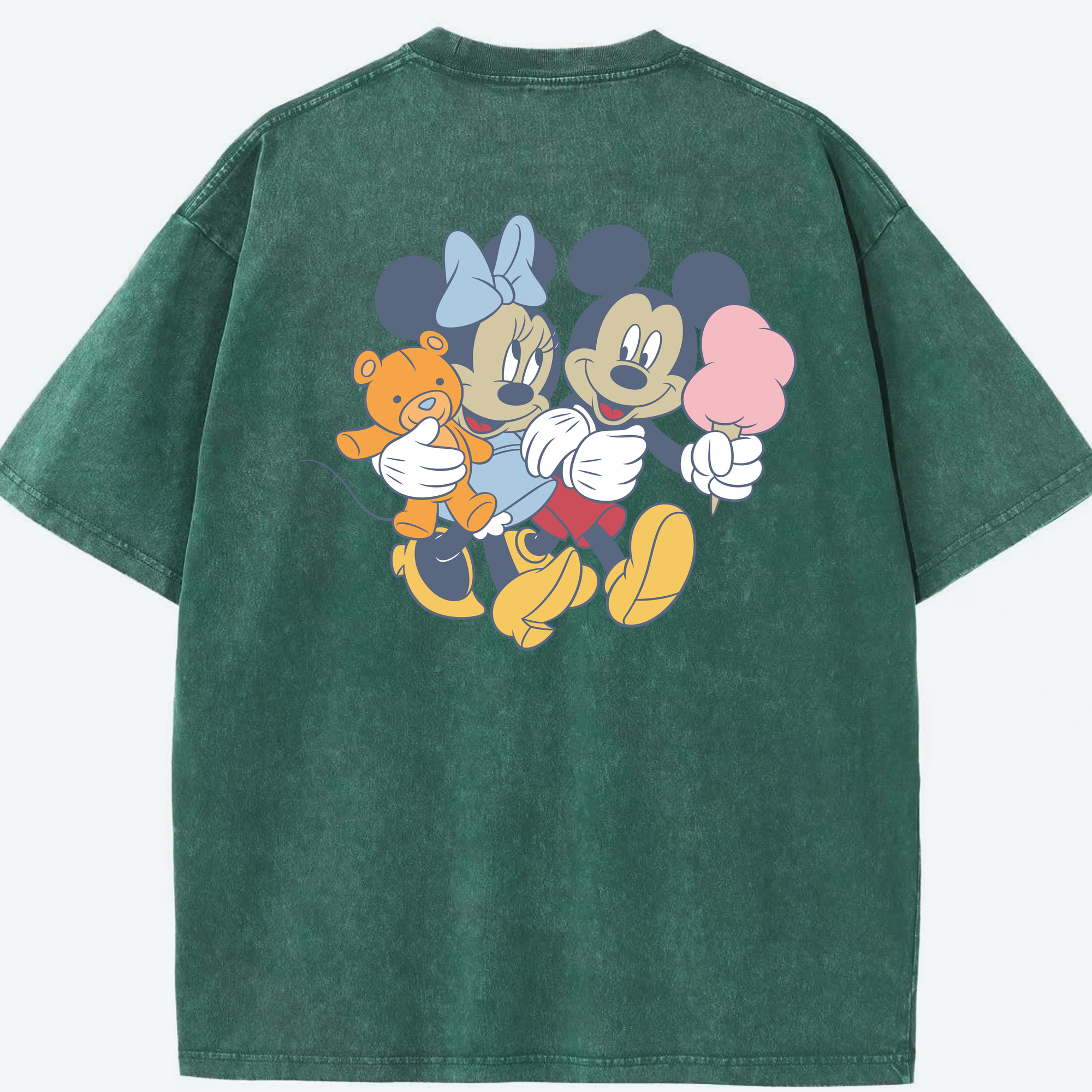 （画像用） ミッキーマウス Mickey Mouse 綿100% ヴィンテージ風 半袖Tシャツ（背面プリント）